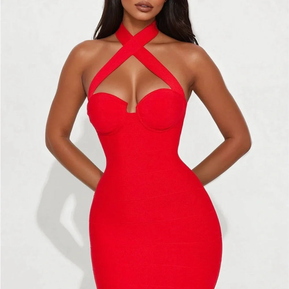 Fashion Nova Strapless Red Dress - Picture 2 of 3